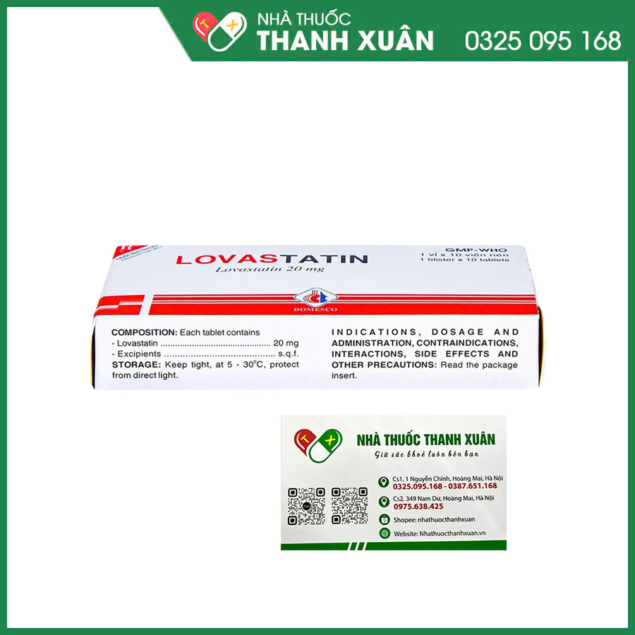 Lovastatin 20mg thuốc phòng ngừa biến cố tim mạch và rối loạn lipid máu